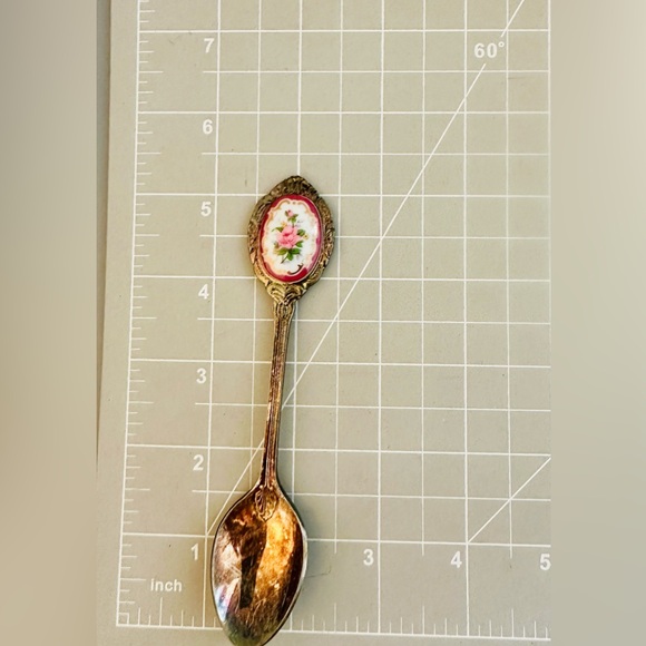 Vintage Floral Enamel Silver Spoon - Picture 7 of 9